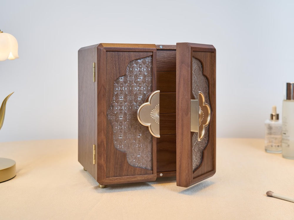 Jewelry Box, Custom Walnut Wooden Jewelry Box, Engraved Handmade Jewelry Organizer