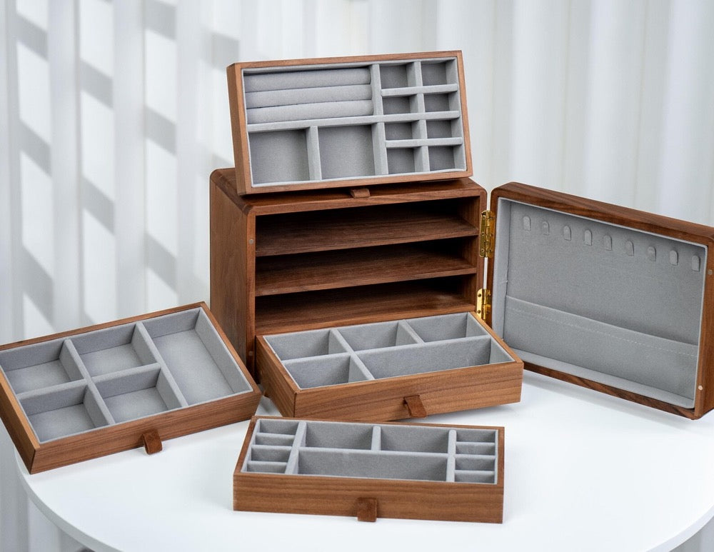 2025 Unique Mother's Day Gift, Solid Wooden Jewelry Box with drawers, Custom engraved jewelry organizer