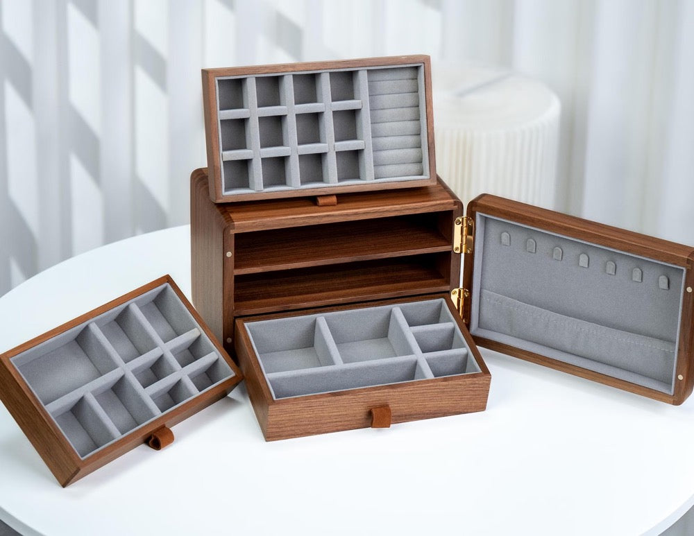 2025 Unique Mother's Day Gift, Solid Wooden Jewelry Box with drawers, Custom engraved jewelry organizer