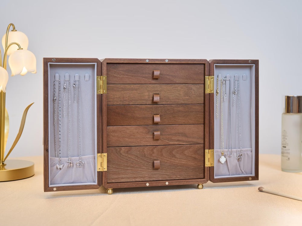 Custom Wood Jewelry Box, Large Engraved Jewelry Organizer, personalized Mother's Gift, Anniversary gift