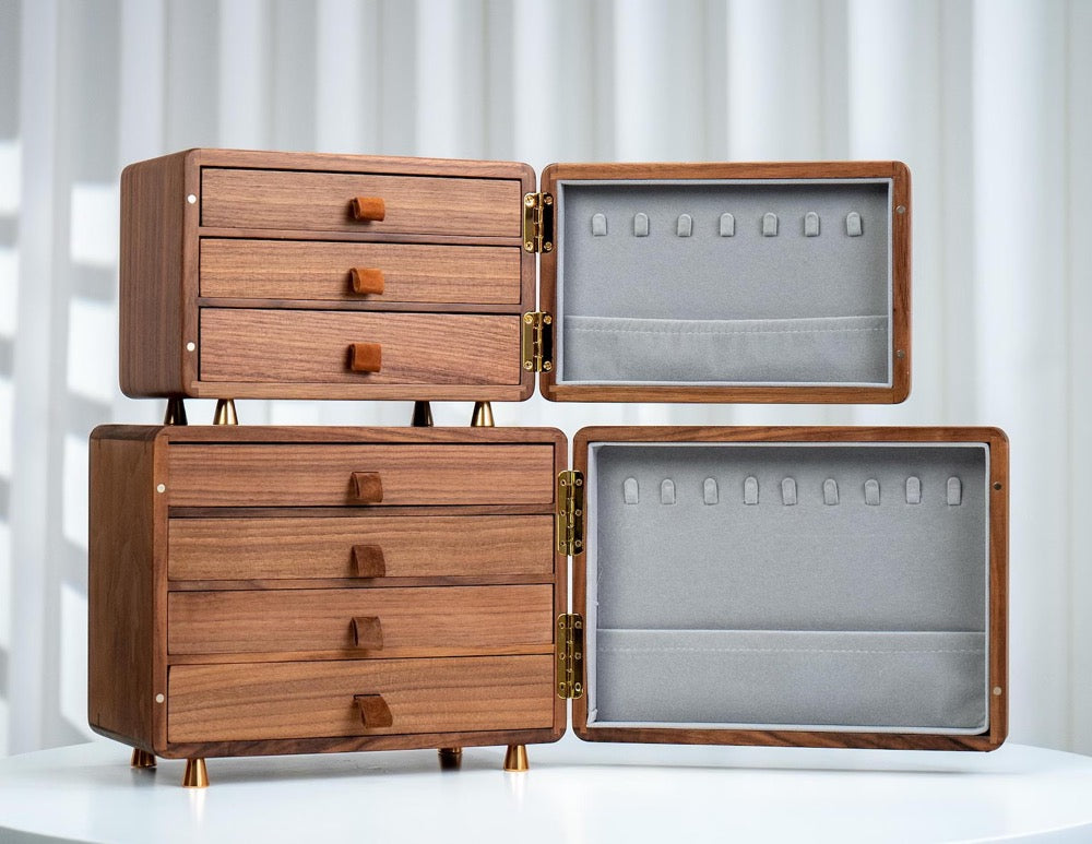 2025 Unique Mother's Day Gift, Solid Wooden Jewelry Box with drawers, Custom engraved jewelry organizer