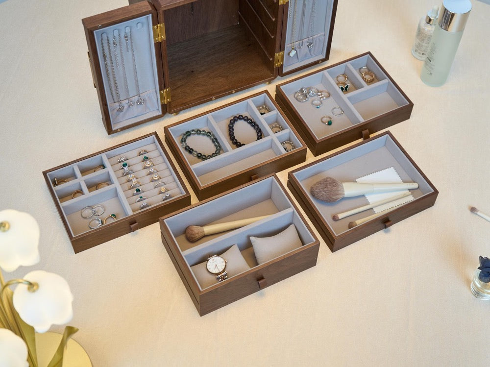 Custom Wood Jewelry Box, Large Engraved Jewelry Organizer, personalized Mother's Gift, Anniversary gift